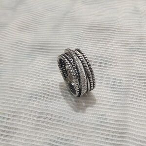 David Yurman Sterling Silver Textured Rotating Band Ring